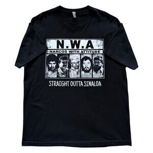 NWA Narcos with Attitude T-Shirt Straight Outta Mexican Theme Graphic Tee XL